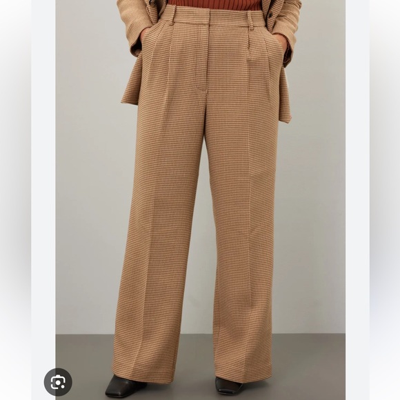 Michael Kors Brown Plaid Wide Leg Dress Pants. Sz 6 - Picture 1 of 8